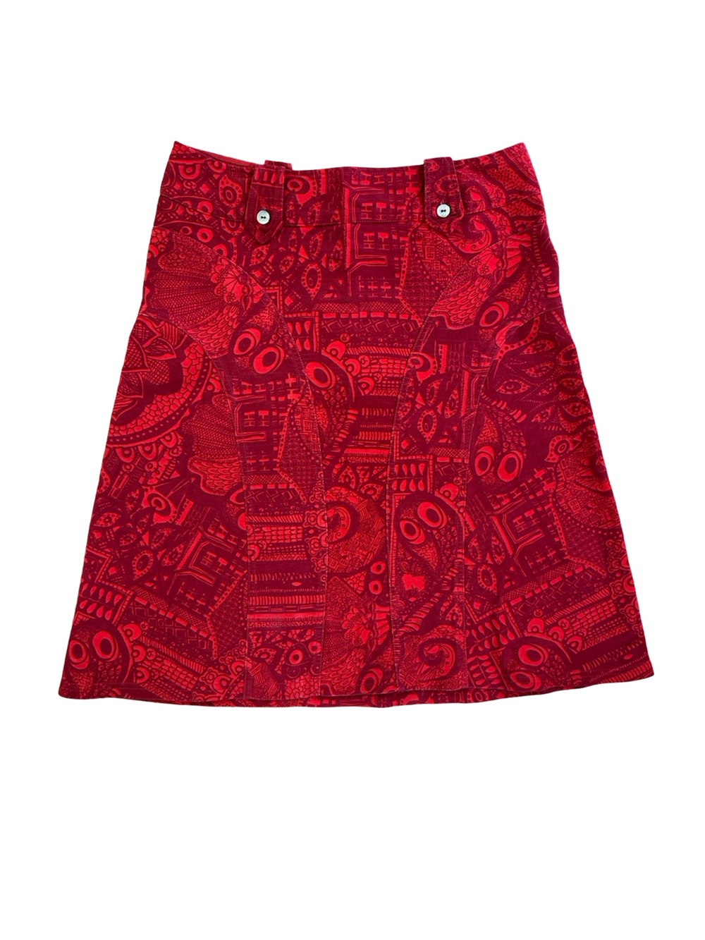 Oilily 100% Cotton Red A Line Midi Skirt EU 38 /US 8 M